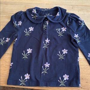 Vineyard Vines Navy Long Sleeve Shirt with Floral Design